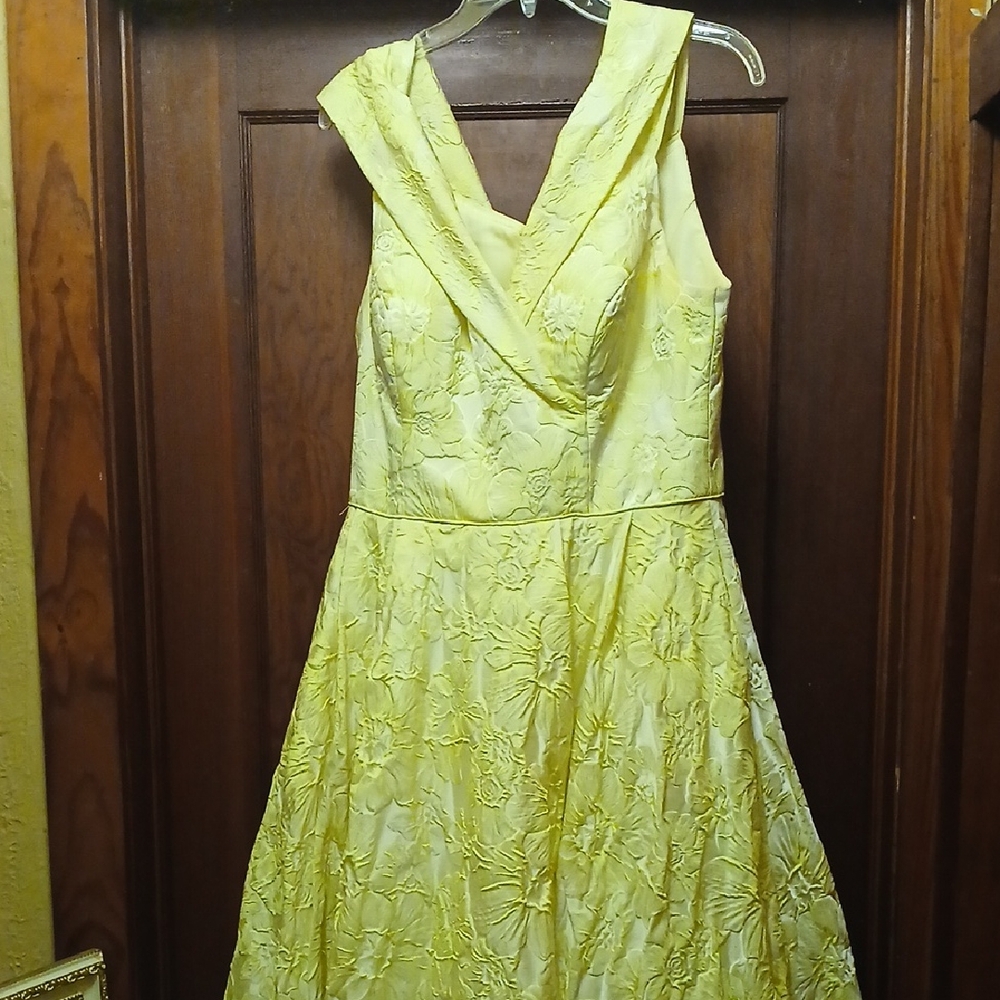 Tarik Ediz Yellow Floral Prom Dress